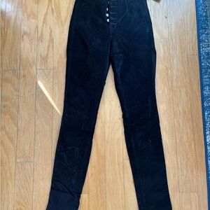 Veronica Beard NWT Debbie High Rise Black Velvet Jeans Button Fly